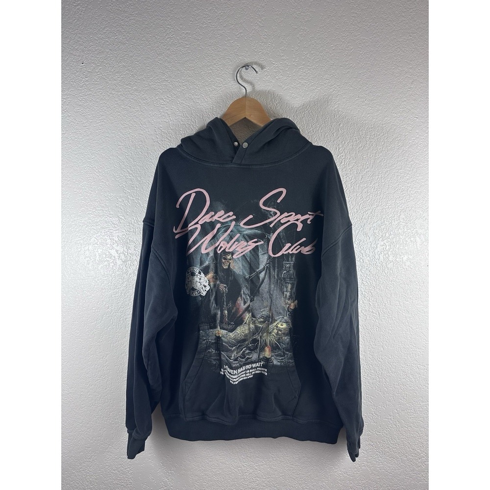 Darc Sport Wolves Club Hoodie Men's XL Black Graphic Oversized Pullover